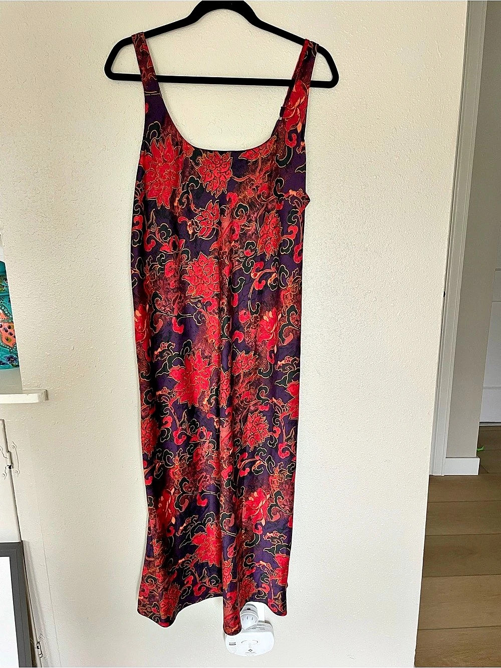Natori Paisley Maxi Dress in Purple & Red Size XL Like New